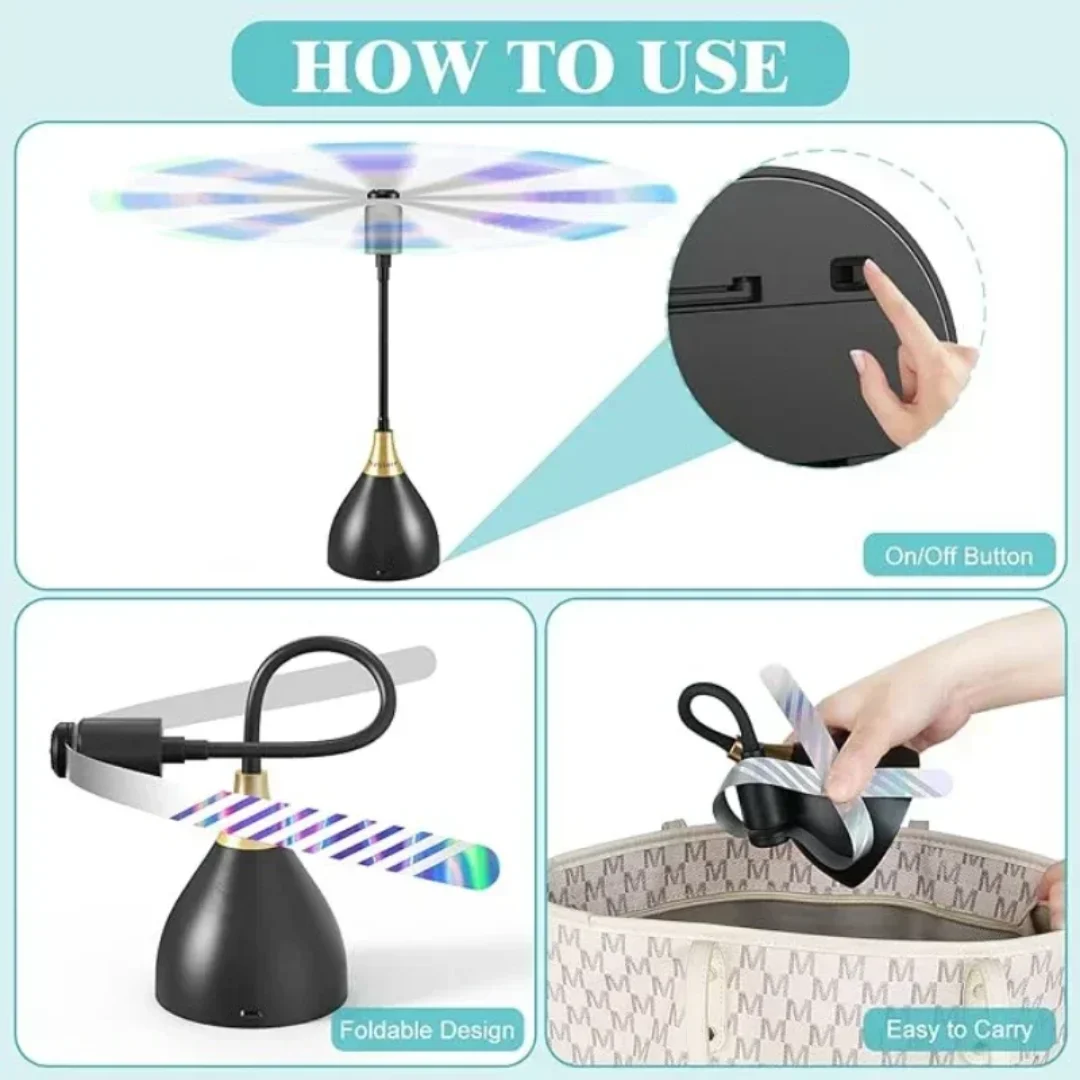 2pcs Fly Fans For Tables Effective Fly Repellent Fan Keeps Flies Away With Soft Blades USB  Picnic BBQ Party  Fly  Fans