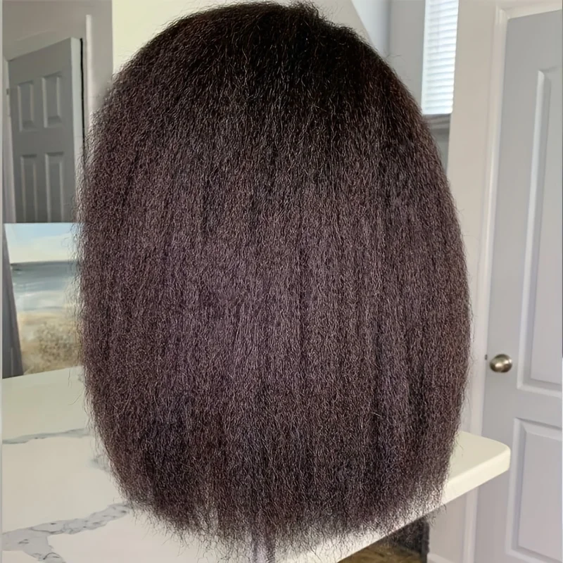 Kinky Straight 250% Density 13x4 HD Full Lace Front Human Hair Wigs Brazilian Glueless Lace Frontal Wigs Pre Plucked Women Yaki image 2