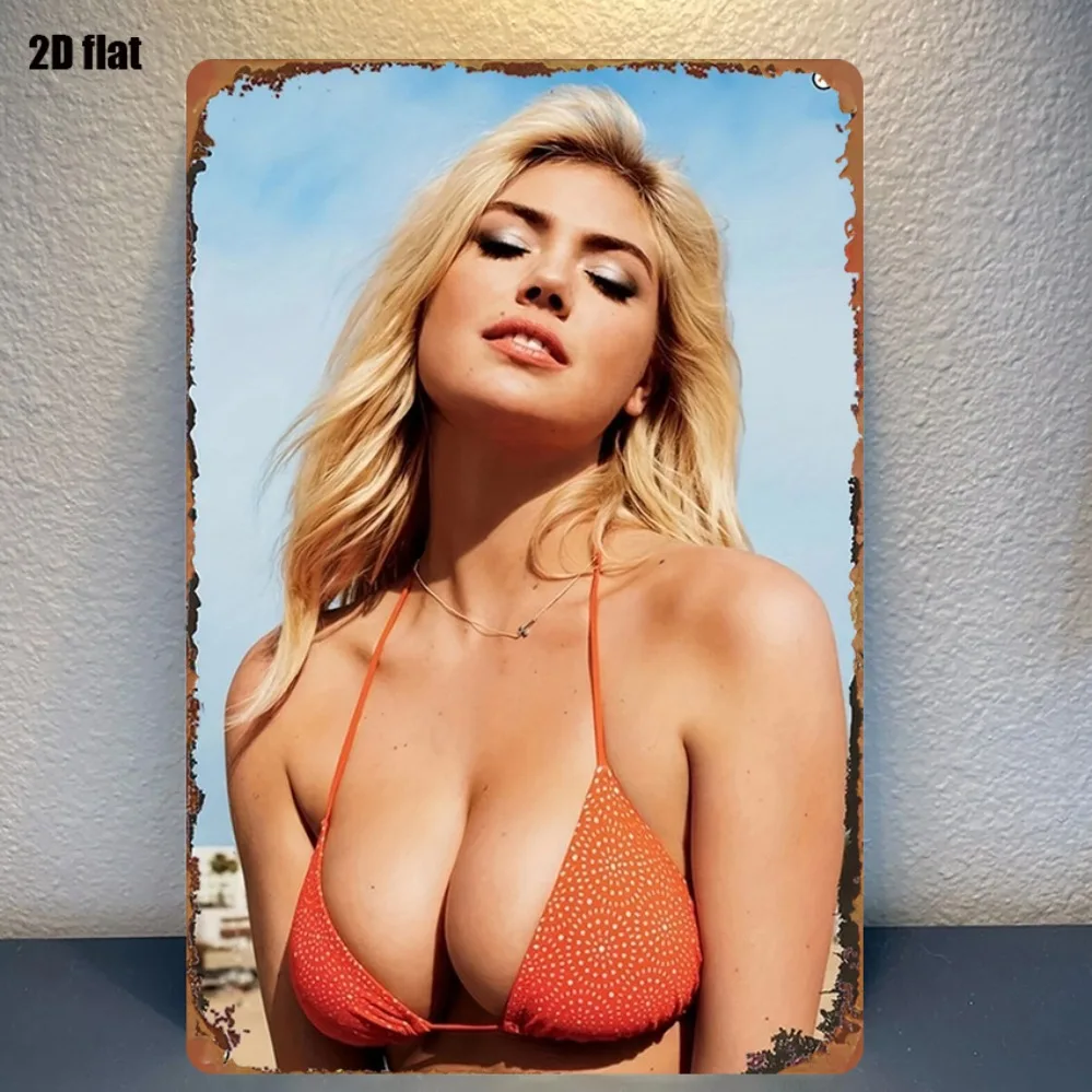Vintage Beach Girl Metallschild 8x12 Zoll Retro Wandkunst für Küchendekoration, Bauernhaus- & Party-Wanddekoration