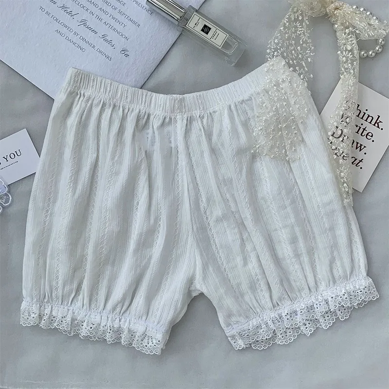 Pantalones de calabaza con brotes de flores JK, vestido de verano, pantalones cortos básicos, pantalones de algodón blancos, pantalones cortos finos sueltos antideslumbrantes para mujer