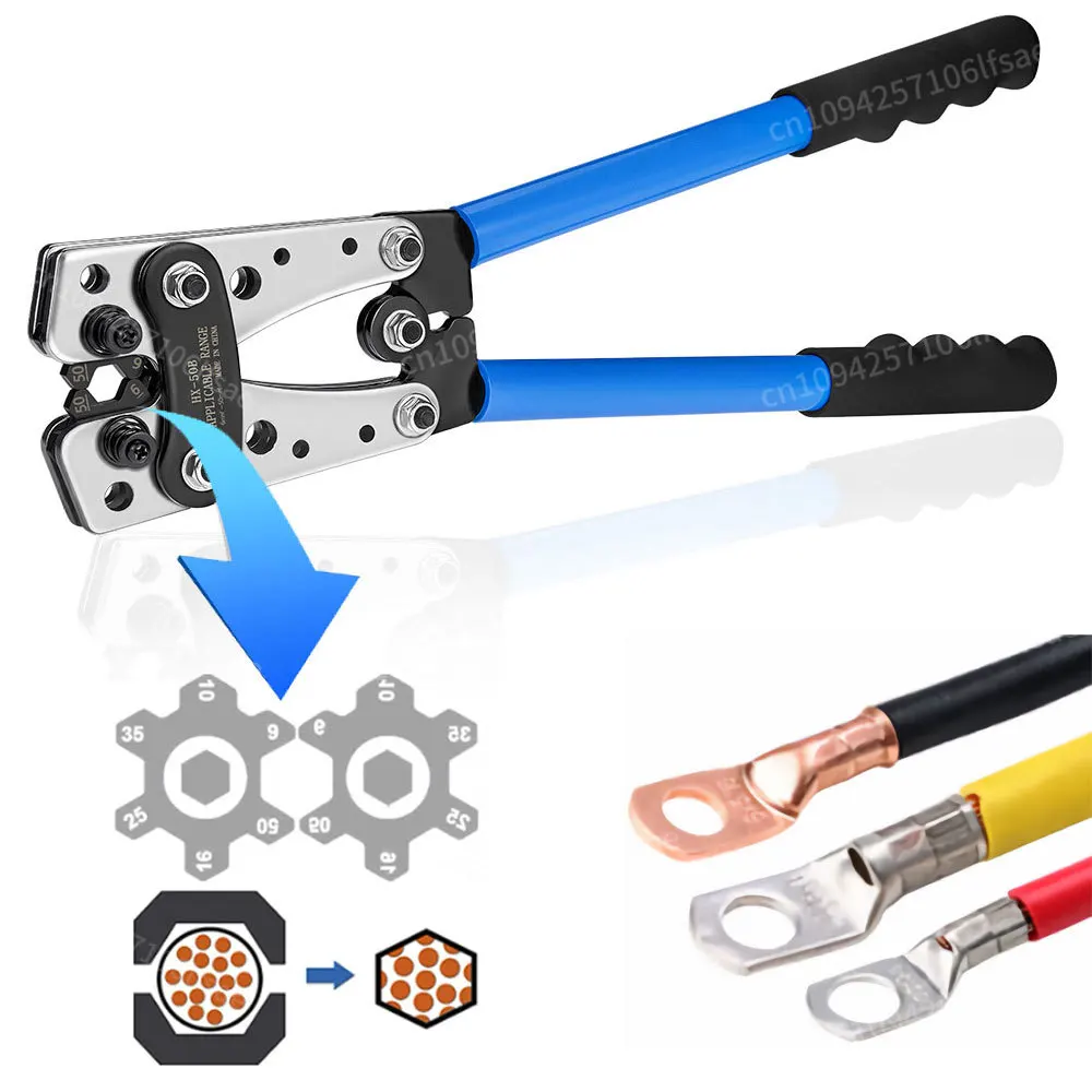 

Crimping Pliers 6-50mm²/AWG 10-1/0 Tube Terminal Crimper Hex Crimp Tool Battery Cable Lug Cable Hand Tools HX-50B