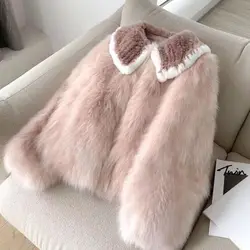 2024 Winter Fur Coat Women New Thick Warm Fury Top Pink Fury Coat Short Jacket