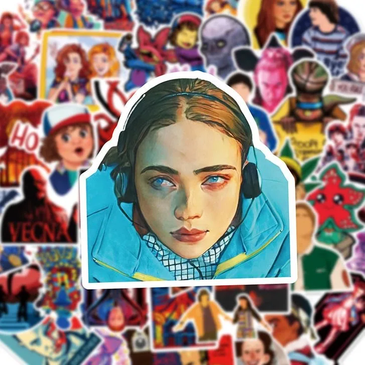 50 pegatinas/set de películas de terror, pegatinas de dibujos animados, pegatinas de Demogorgon, pegatinas impermeables para teléfono y equipaje, accesorios de cosplay