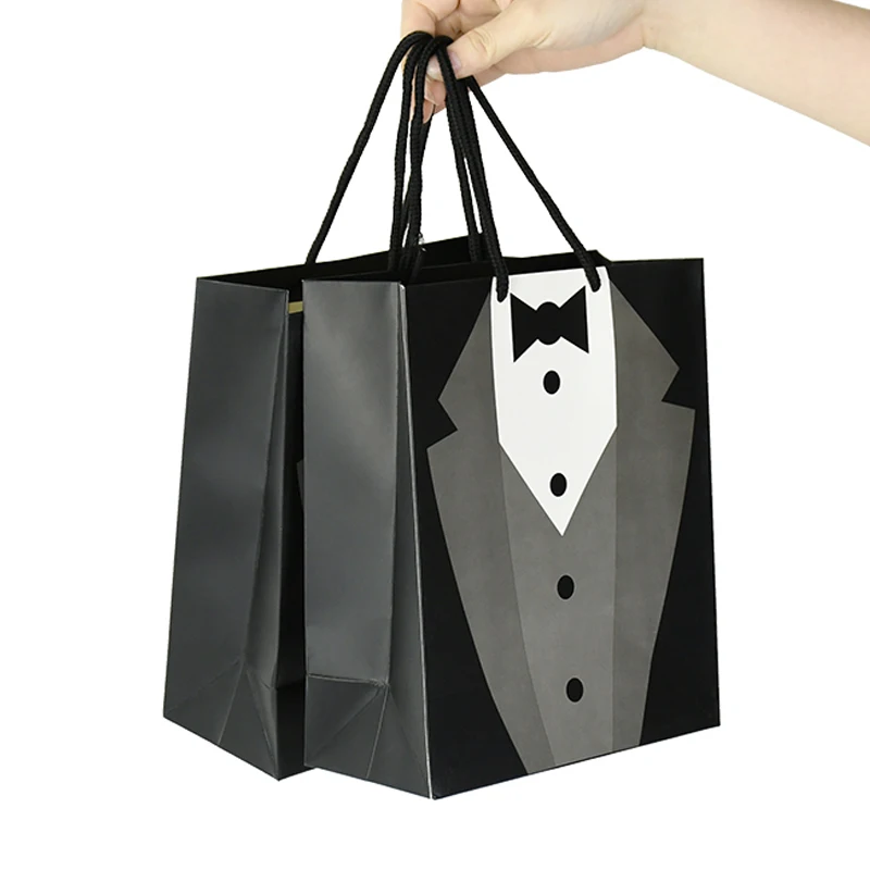 5 stücke hochzeits geschenk beutel kreatives bräutigam tuxedo papier mit griff box vater geburtstags geschenk verpackung souvenirs party dekoration