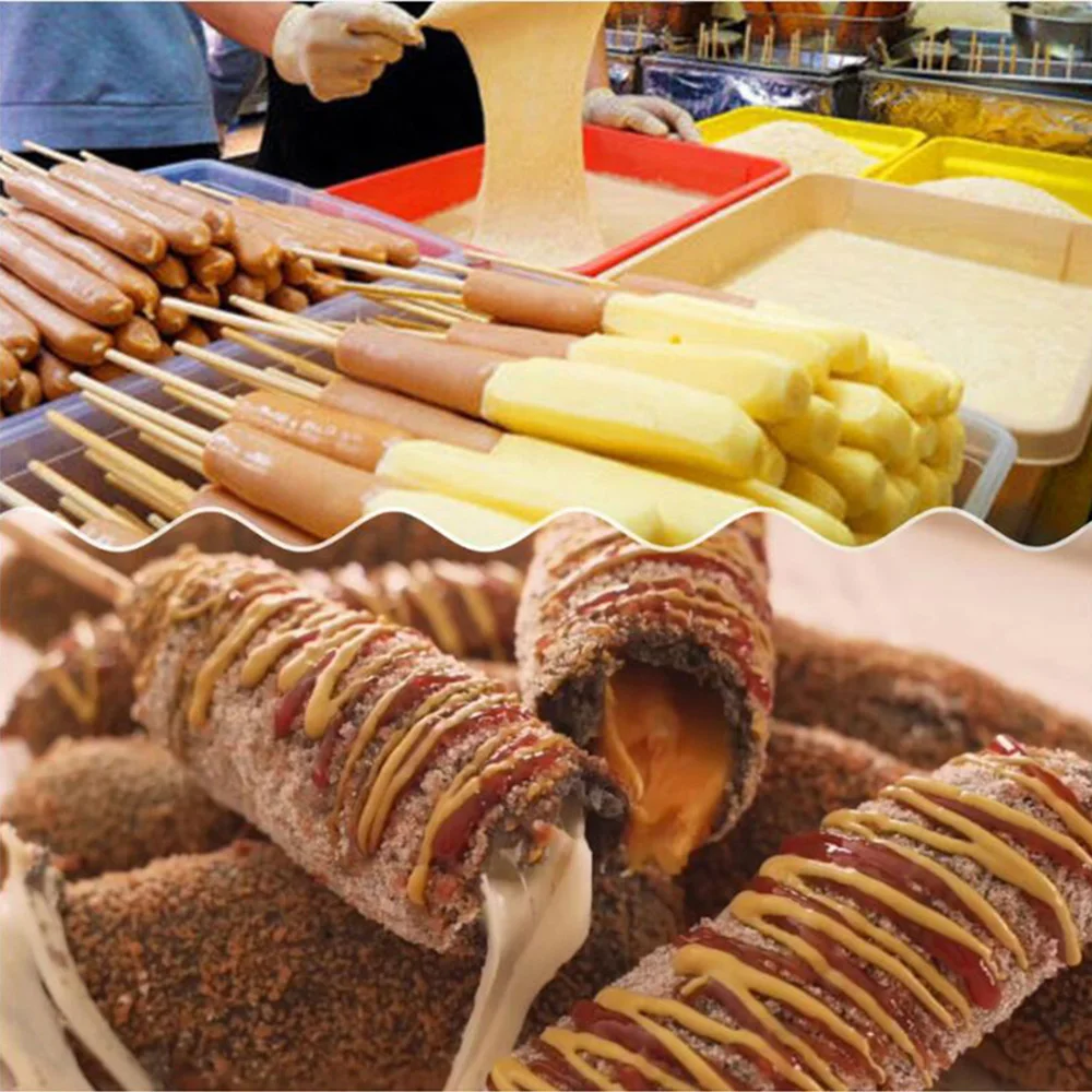 Freidora Comercial XEOLEO de 25L para Corn Dogs, Máquina para Freír Palitos de Hot Dog Coreanos con Queso y Mozzarella