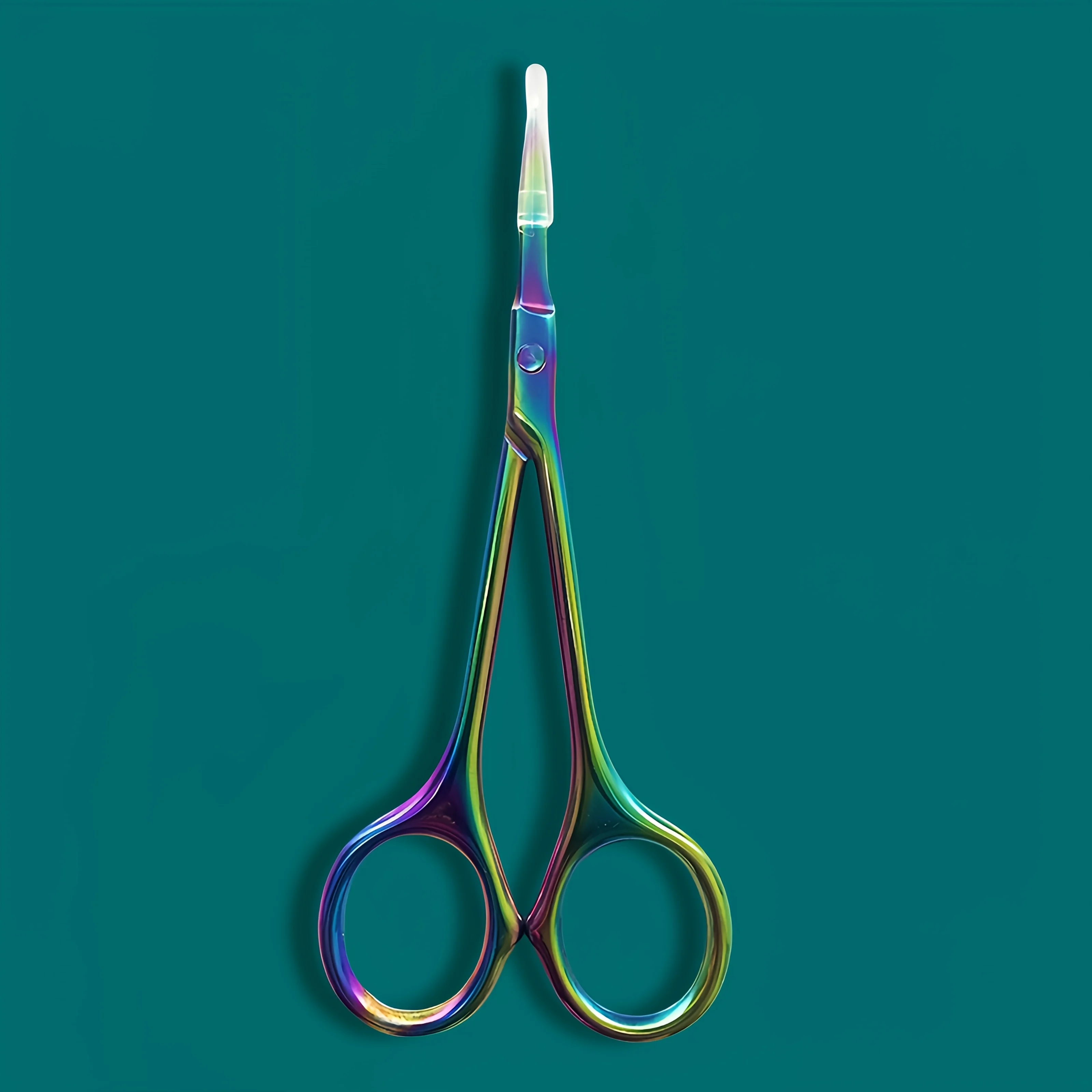 مقص بشرة من الفولاذ المقاوم للصدأ طرف منحني دقيق لتشذيب الأظافر لإزالة الضوء الميت باللون البيج تصميم مريح