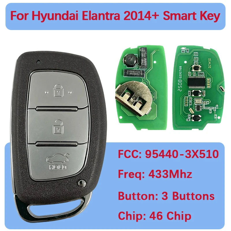 CN020001 استبدال 3 أزرار مفتاح ذكي فوب DVI-MDFGE03 PCF7952A 95440-3X510 لشركة هيونداي إلنترا 2014 + #1