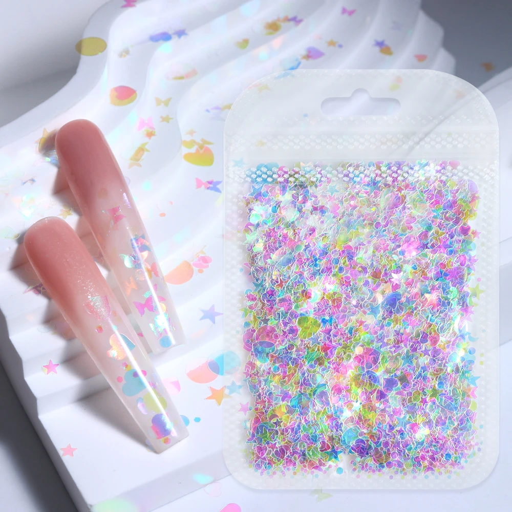 

5g Iridescent Glitter Love Heart Sequins Epoxy Resin Fillers Aurora Butterfly Stars Glitter Filling Resin Molds DIY Accessories