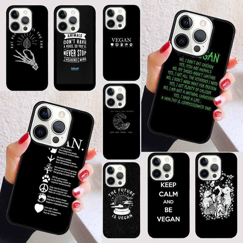 Vegetarian Quotes VEGAN LOVE VEGGIE cover For iPhone 15 16 13 12 11 14 Pro Max Mini Max SE 2020 7 8 6S Plus Phone Case