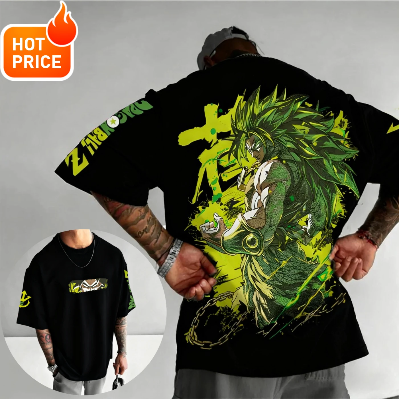 Men Shoes Under 100 - T-Shirt Oversize Retro Dragon Ball Broly