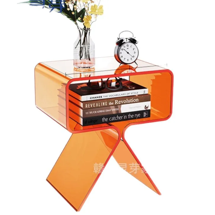 

New acrylic suspended bedside table Internet celebrity minimalist storage cabinet Bedroom assembly bedside table Smart locker