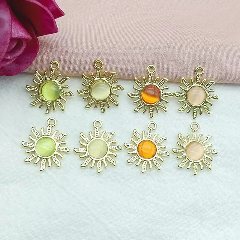 10pcs 18x21mm Rhinestone Sun Charms for Jewelry Making Earring Pendant Bracelet Necklace Accessories Diy Supplies Craft Findings