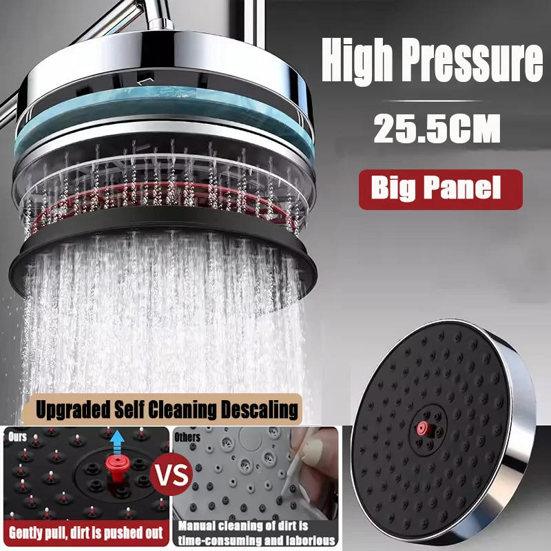 

Новая самоочищающаяся душевая лейка с функцией удаления накипи, большой поток, наддув, потолочная установка, 25,5 см, большая панель, высокое давление, эффект водопада