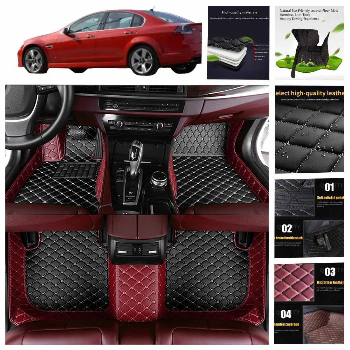 

For Subaru Legacy Sedan Auto Carpets PU-leather Custom Car Floor Mats waterproof Foot Coche liners Accessories