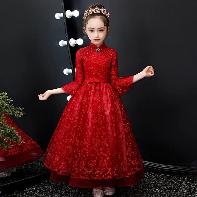 Children's Birthday Evening Dress Spring New Flower Boy Party Host Model Walk Show Piano Performance Dress