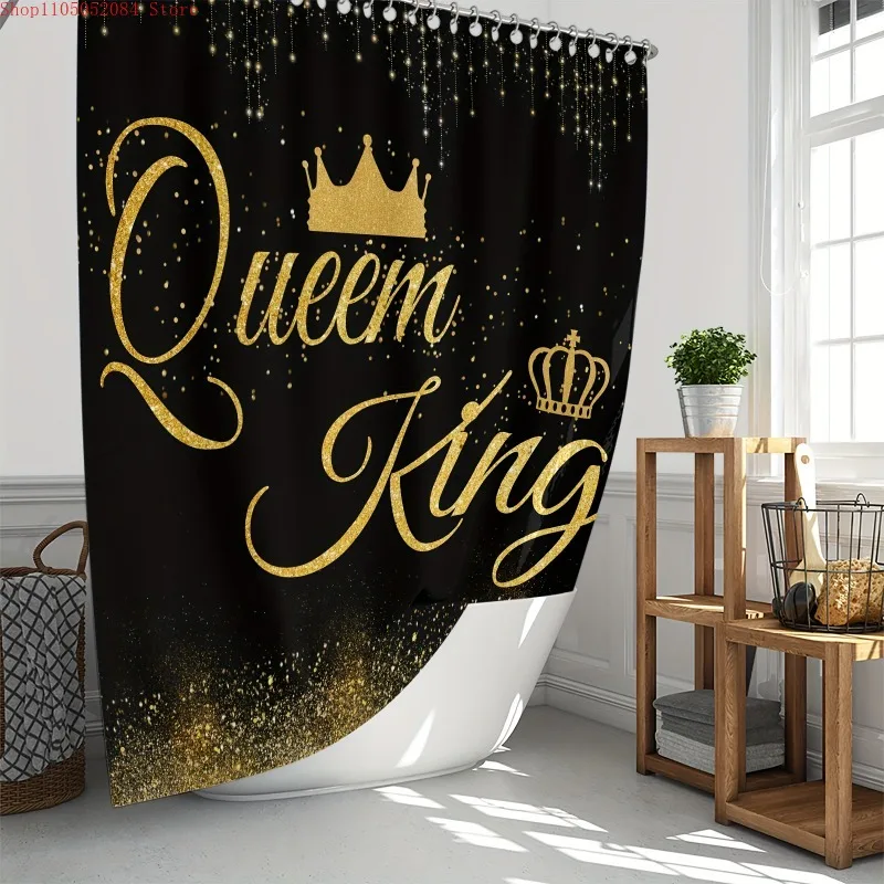 

1 шт. черная с золотыми блестками полиэстеровая изоляционная накладка для декора дома - с крючками, водонепроницаемая, устойчивая к плесени, легко устанавливается, моющаяся