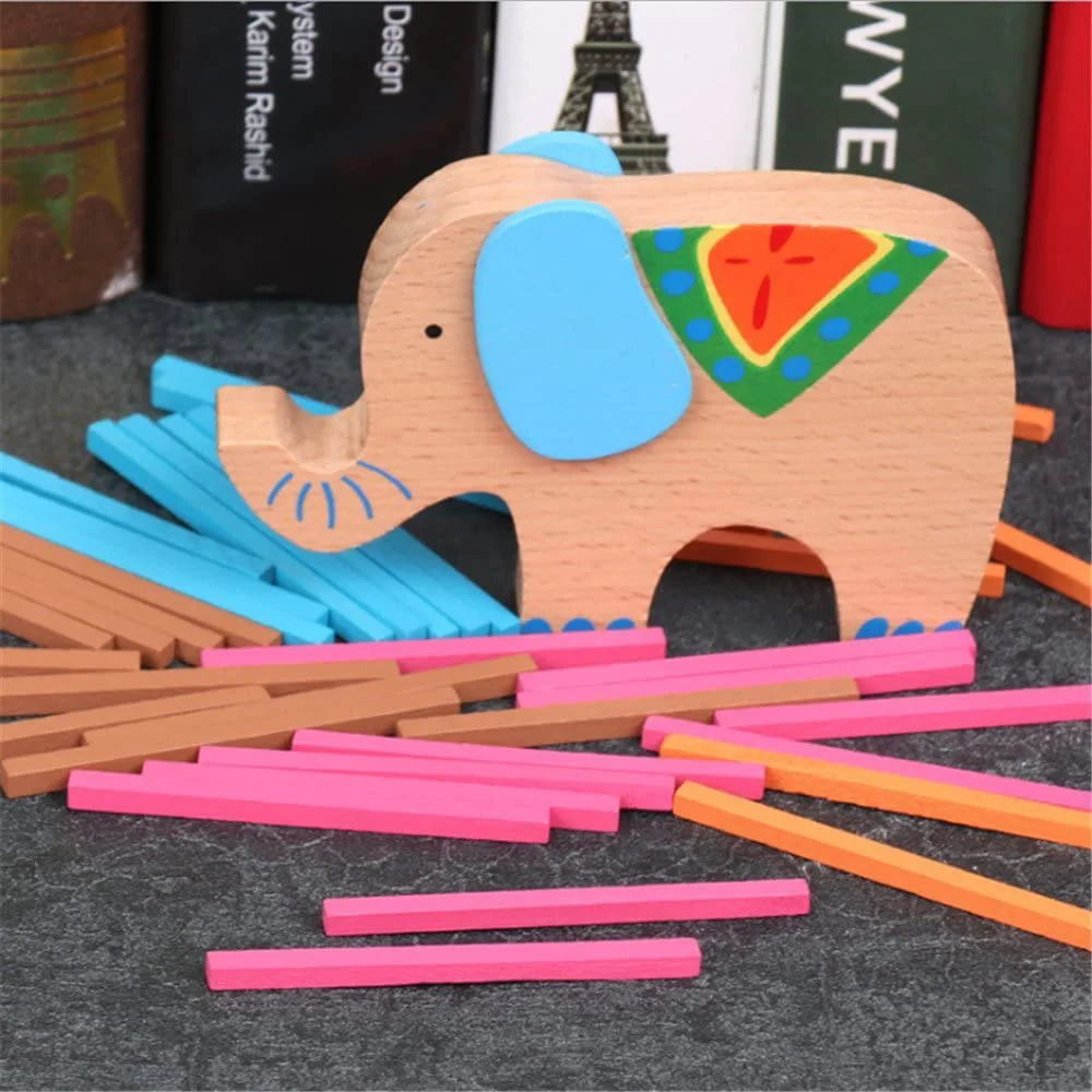 Elephant Shape Wooden Stacking Building Blocks Children Balance Toy for Children's Hands-on and Parent-Child Game