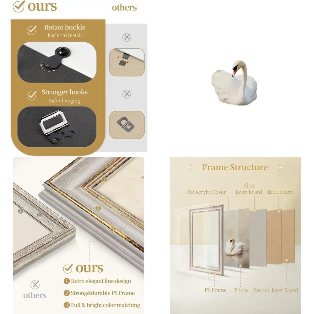 

Винтажная рамка для фотографий из белого золота, 11x17, для декора стен, подарков на свадьбу, день рождения, годовщину