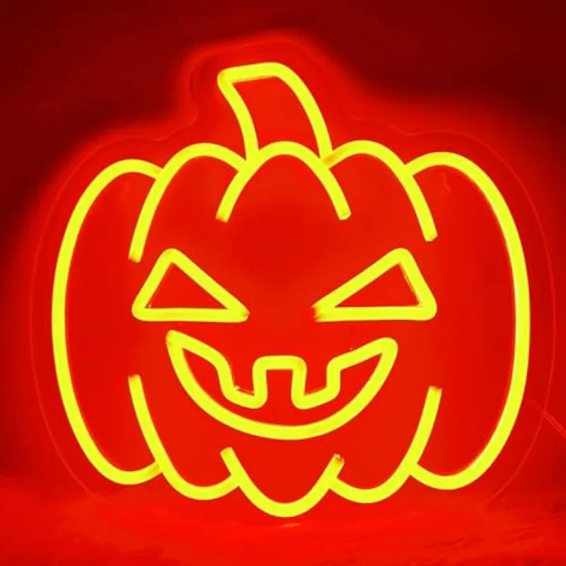 

Halloween Pumpkin Neon Sign USB Dimmable Light Up Sign Wall Decor For Party Autumn Thanksgiving Halloween Gifts