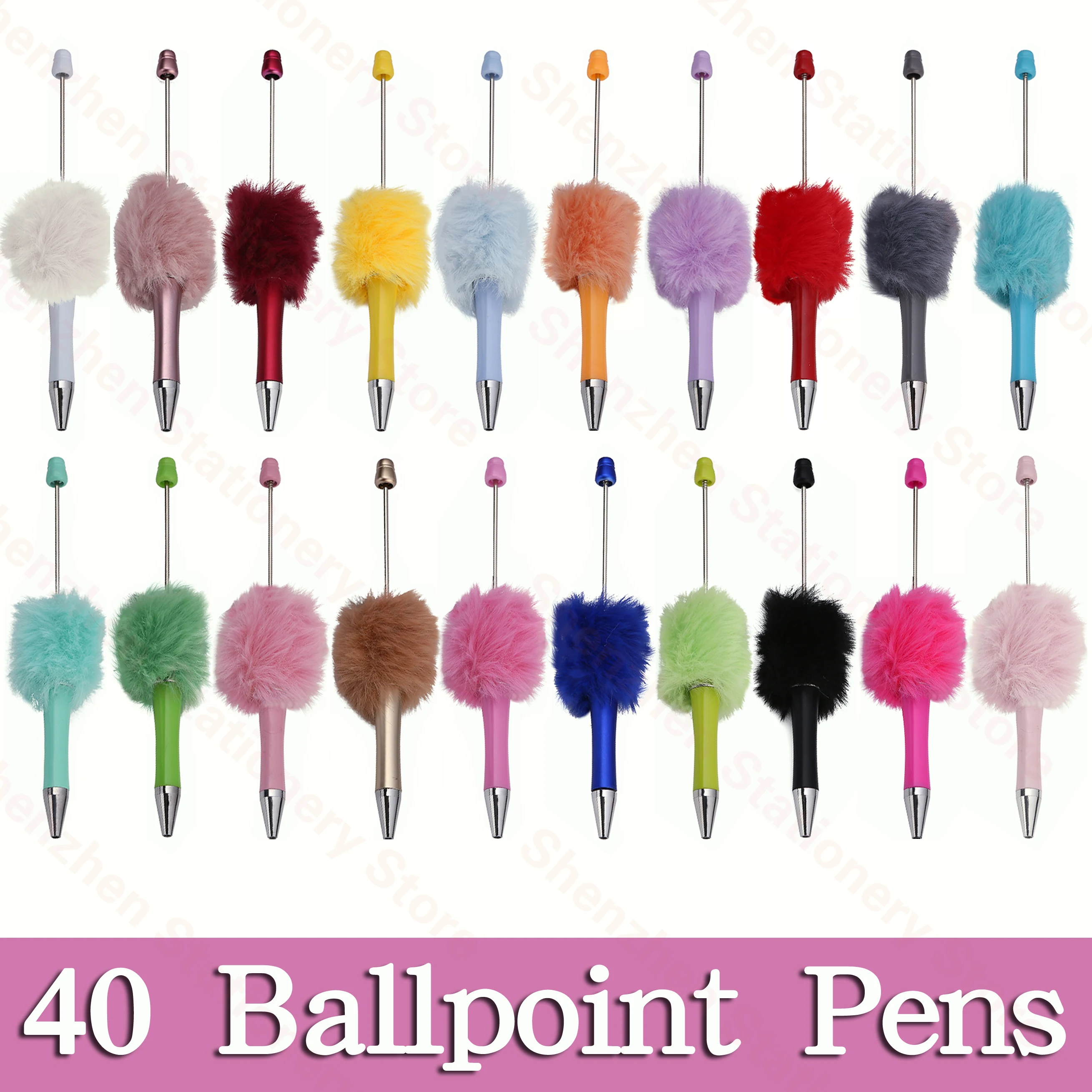 

Набор из 40 плюшевых шариковых ручек для студентов, офиса и школы, разноцветные ручки с бусинами