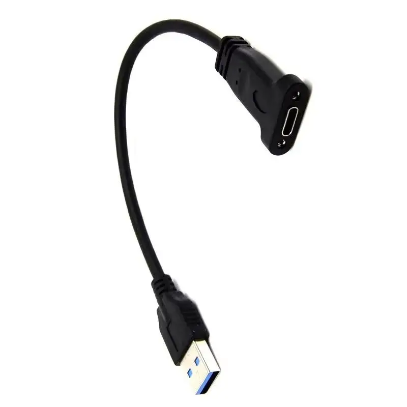 20cm USB 3.1 Type-C Female Ear With Screw Hole to USB 3.0 A Male Fixed Baffle Cable Extension Cable USB 3.1