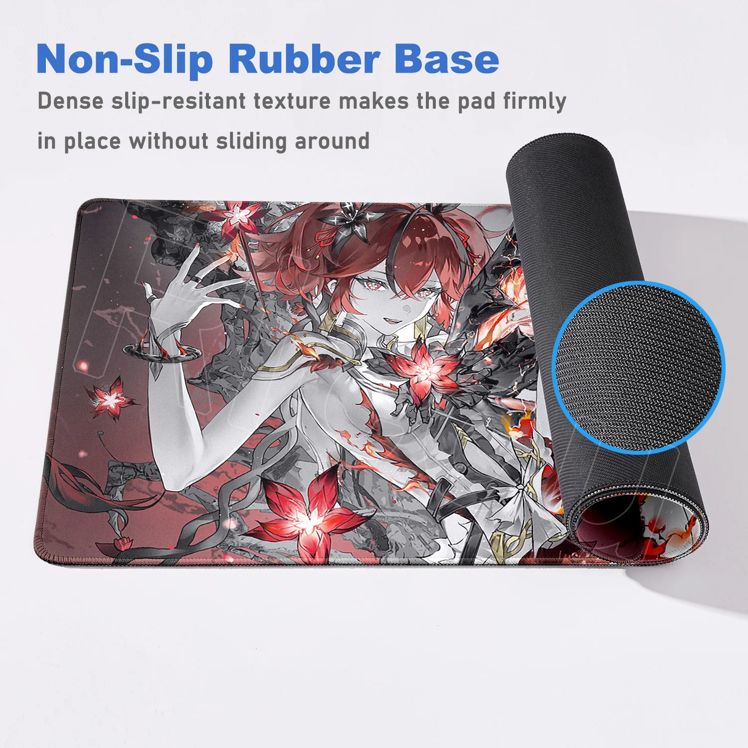 Anime menina camélia tapete de mesa ondas wuthering mouse pad changli carlotta luno mousepad jogos grande computador anti-deslizamento tapete de borracha