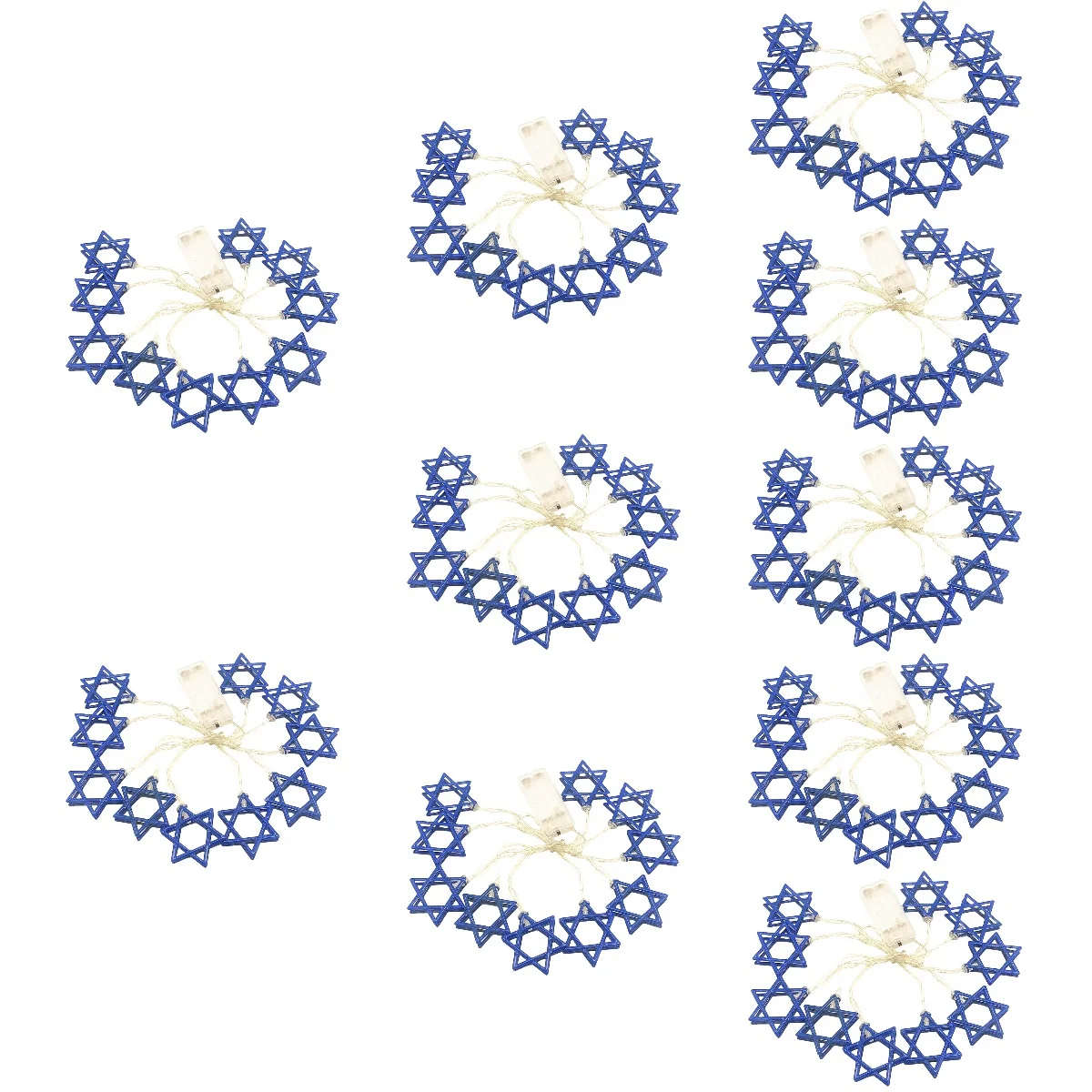 10 قطعة 10 قطعة هانوكا ستة نجوم مدببة سلسلة ضوء مهرجان ديكور ضوء ديكور هانوكا (1.65 متر 10 LED) #1