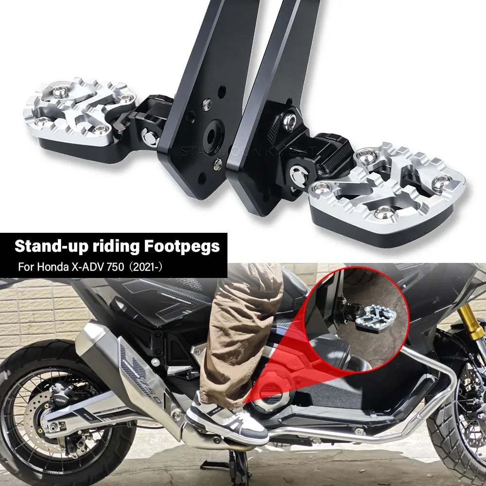 Footrest For HONDA X ADV 750 XADV 750 XADV750 2021-2025 2024 Stand-up Riding Foot Rest Foldable Footpegs Passenger Foot Pedal