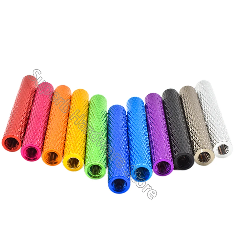 1Pc M3 m3x6/8/10/12/15/16/20/25/30/35/37/40/50mm Colourful Aluminum Knurled Spacer Standoff Rods Coupling Column for Drone Model