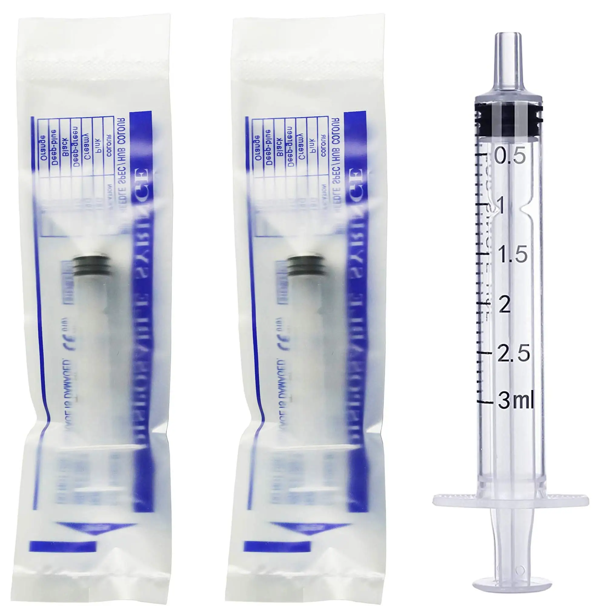 3ml/cc Sterile Disposable Luer Slip Plastic Syringe Without Needle, Individually Wrapped For Lab Use, 100PCS