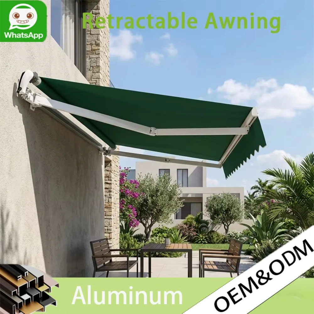 Electric Folding Roof Aluminum Gazebo, Windproof UV Block Retractable Awning Outdoor Sun Shade with Remote Control