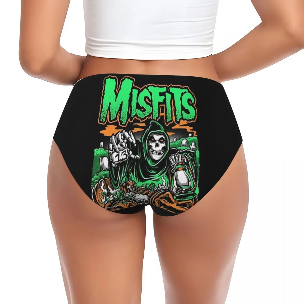 Custom Womens Misfits Horror Punk Rock Band Panties Underwear Female Comfort Brief Panties Briefs Underpants