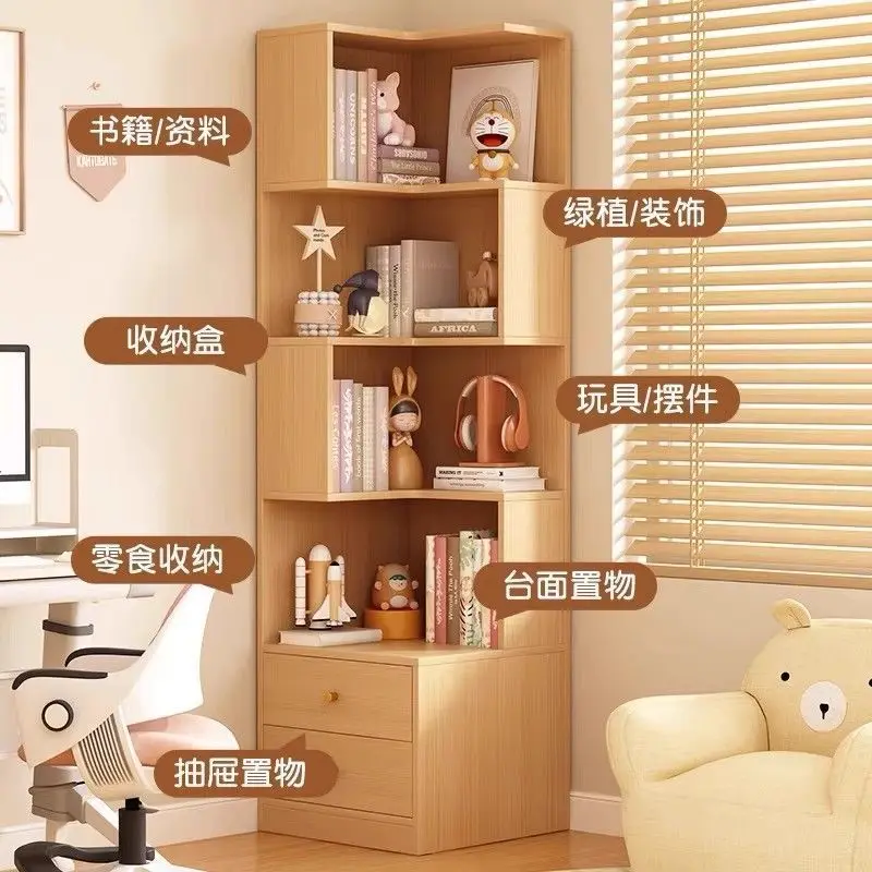 Solid wood corner cabinet rack against the wall triangular bookshelf living room corner storage