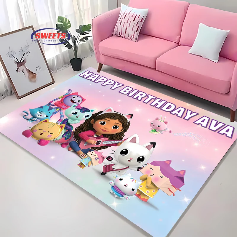 3D HD G-Gabbys D0llhouse Cartoon Area Carpet, Rug for Living Room Tapete for Bedroom Sofa Doormat Decor,Kid's Non-slip Floor Mat