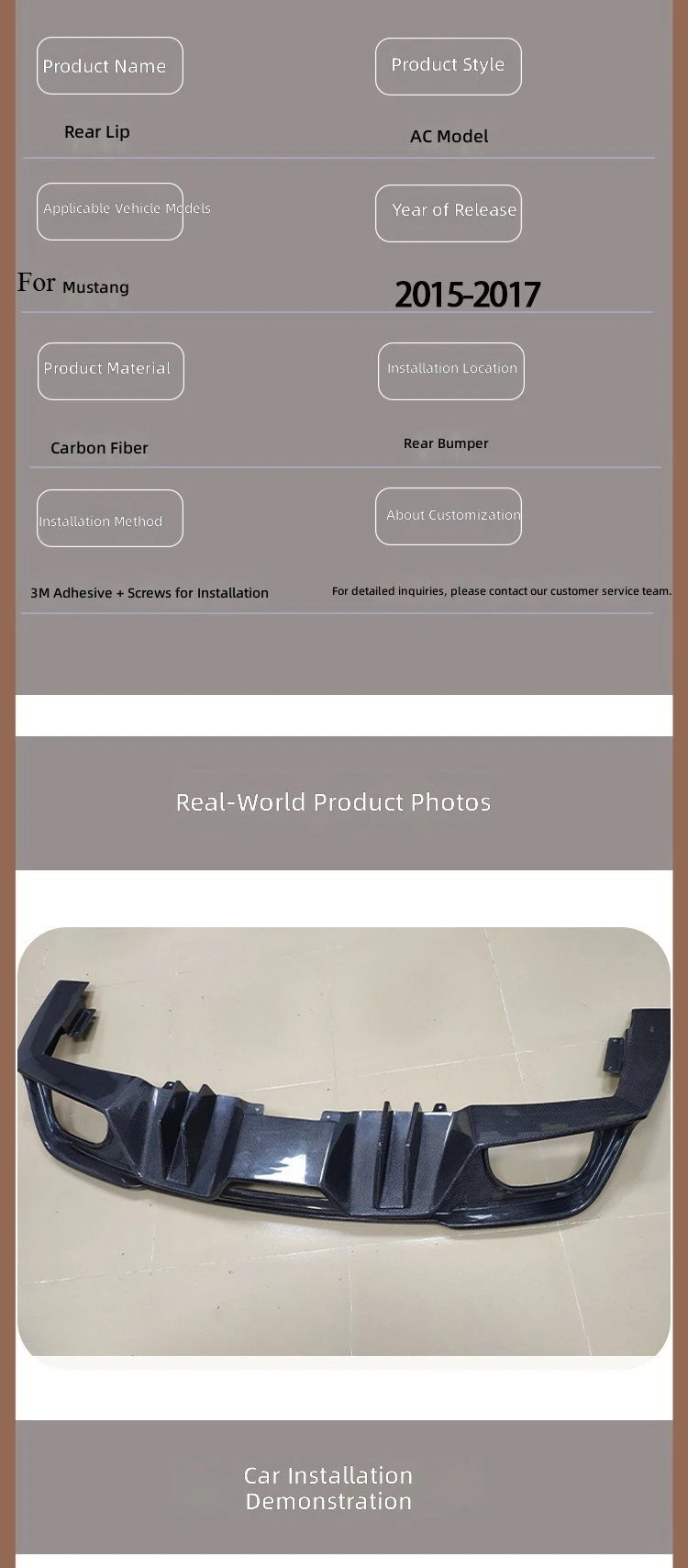 Carbon Fiber Rear Lip For 2018-2022 Mustang Rear Spoiler, Car Accessories, Rear Chin Spoiler, Vehicle Parts view 5