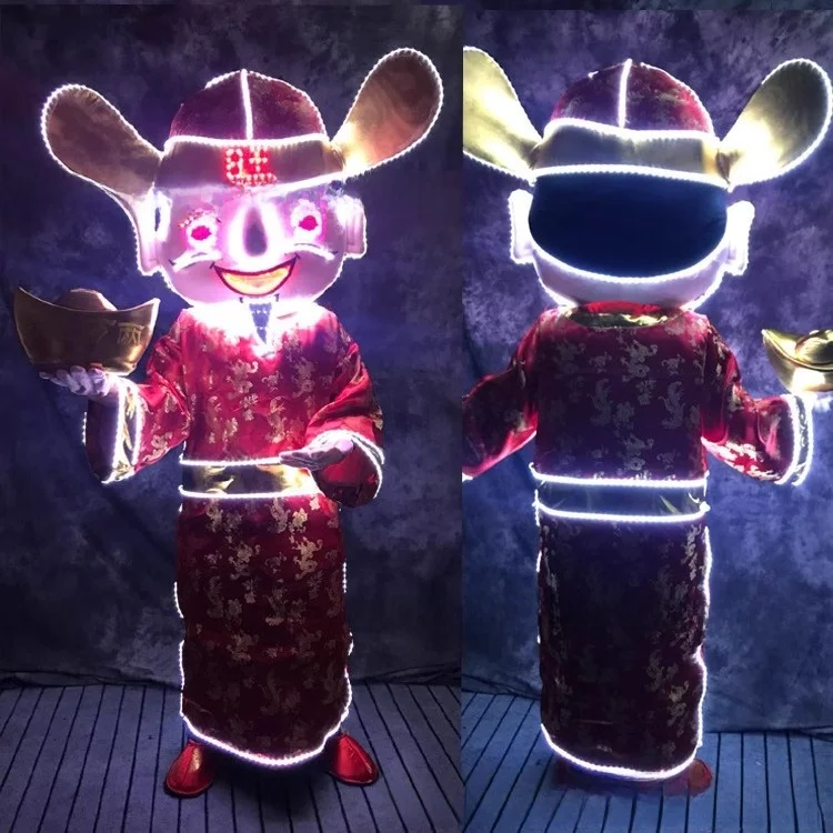 

Bar LED Lighted Wealth God Costume Puppet Costume Parade Doll Costume KTV New Year Performance Props Cartoon Clothing
