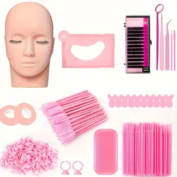 Lash Extension Kit Eyelash Practice For Beginners Professional Set With Mannequin Head Disposable Eyelashes Training Supplies