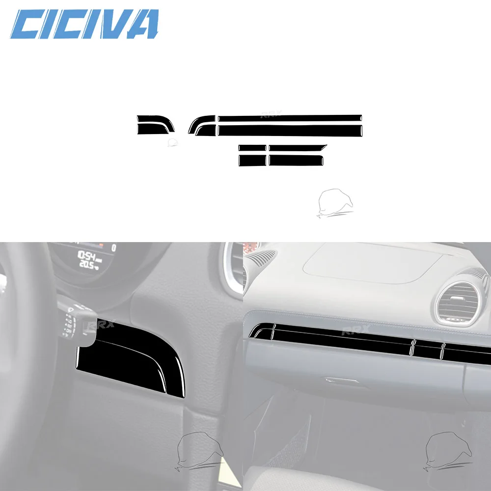 

For Porsche Boxster Cayman 718 982 2016-2022 Piano Black Instrument Centre Panel strip Car inside Trim Accessories Sticker