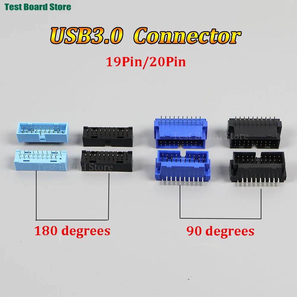 

1/2/5PCS USB 3.0 19/20pin USB3.0Male Connector 90 180 Degree Motherboard Chassis Front Seat Expansion Connector Socket Interface
