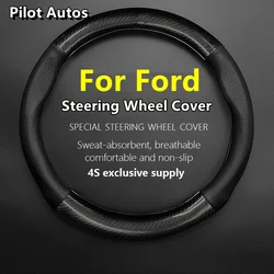 For Ford Car Steering Wheel Cover Carbon Fiber Leather Fit Ranger Focus F150 MK4 Mondeo Mustang Fiesta Explorer Raptor MK1