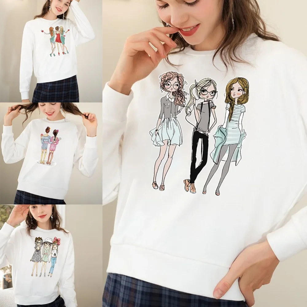 

Spring Autumn Women Hoodies Casual Sweatshirts Korean Long-sleeved Hoodie Friends Print Female Soft All-match Pullover Clothes