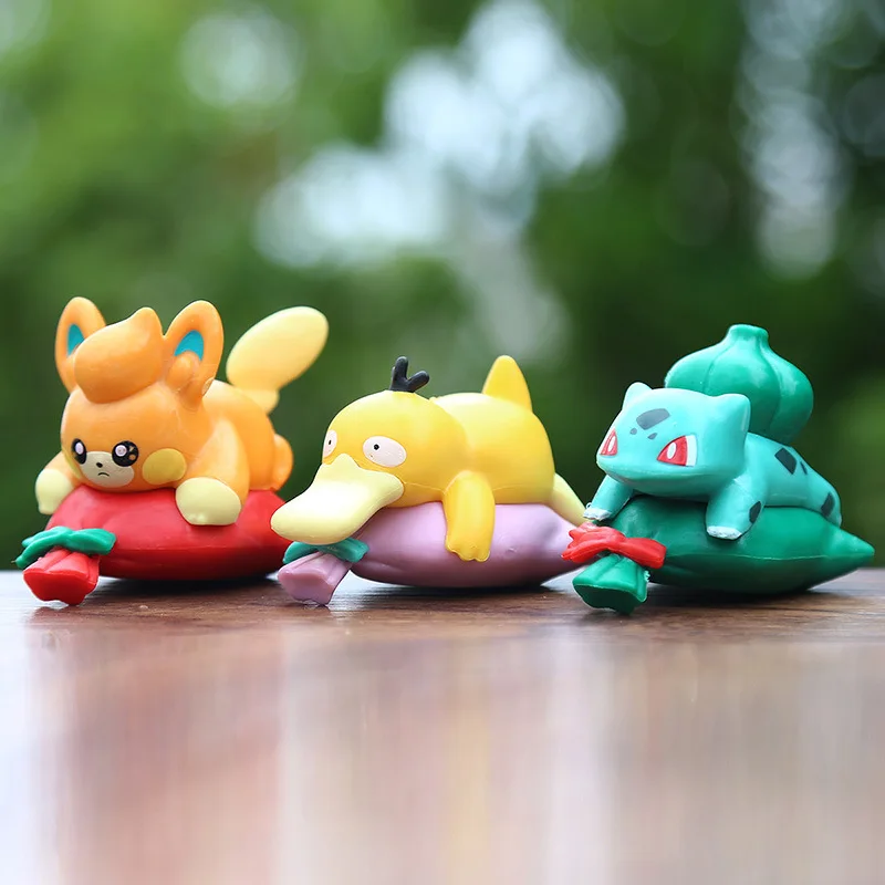 Nieuwe Anime Pokemon Gift Serie Handgemaakte Pop Kawaii Bulbasaur Psyduck Pikachu Pop Klein Bureau Decoratie Standbeeld Ornament Speelgoed Cadeau