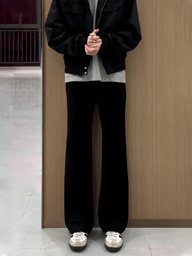 

Bla Men's Thiened Straight Leg Pants Autumn Winter High Waist Zipper Fly American Sle Faionable Casual Trousers