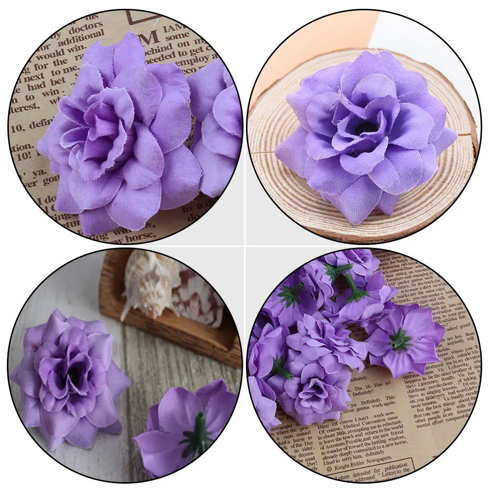 

100 Pcs Simulation Rose Head Heads Fake Decoration Indoor Flower for Crafts Small