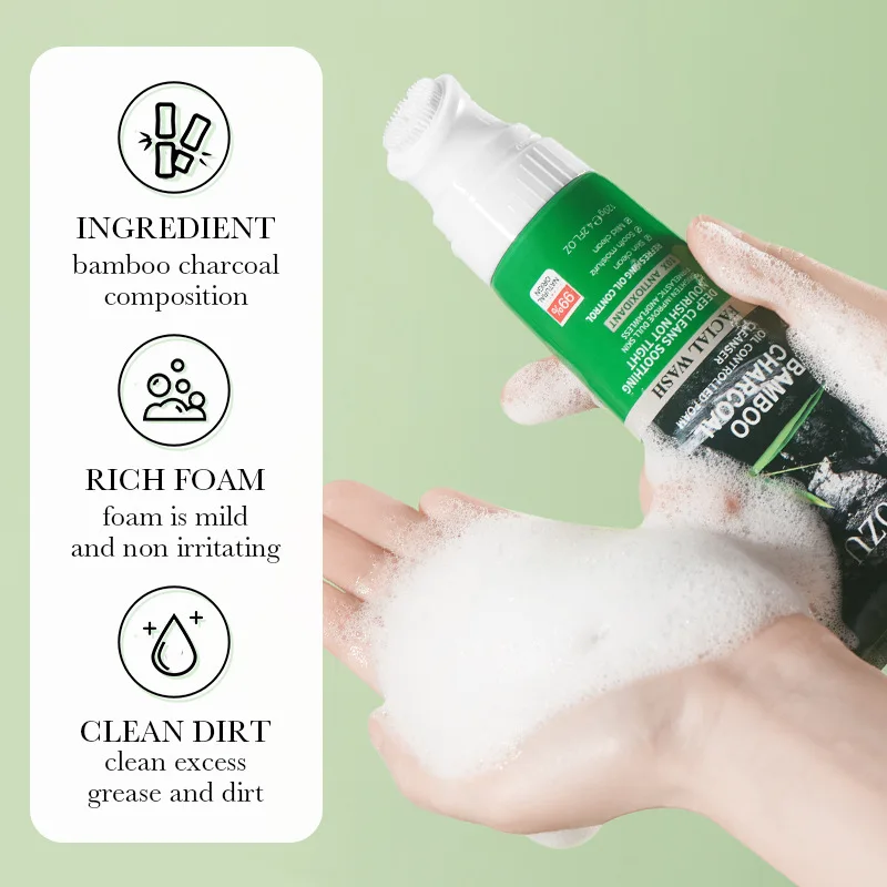 

ZOZU Очищающее очищающее средство для лица с бамбуковым углем Нежные поры Глубокое очищающее масло Косметические остатки Не плотно