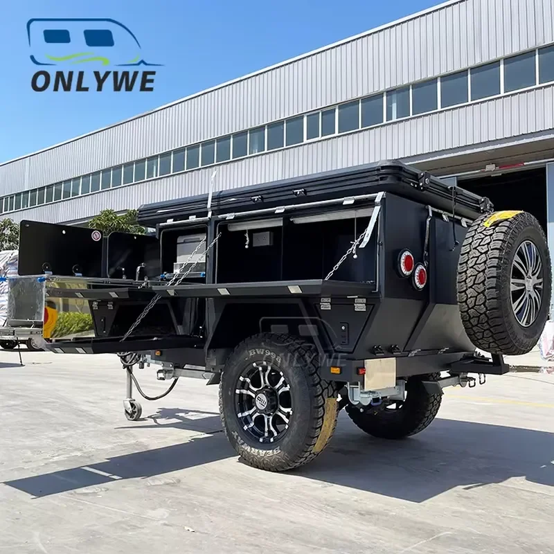Mini Off-Road Camping Caravan Travel Trailer Australian Small Foldable Off-Road Trailer Camper Rooftop Tent Included