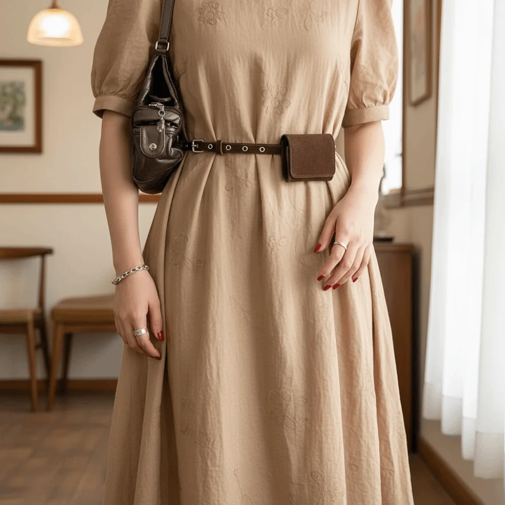 

Mini Korean Style Women Waist Bag Suede Purse Women Belt Bag Retro Solid Color Waistband Women