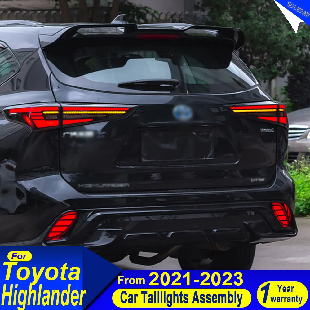 

Задние фонари для Toyota Highlander 2020-2024 с последовательным индикатором и анимацией при запуске, задние фонари с функцией Plug and Play