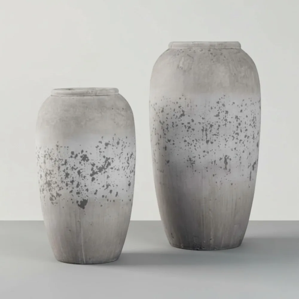 

Элегантный набор керамических ваз, домашний декор в винтажном стиле, серые вазы из 2 предметов для центральной части гостиной