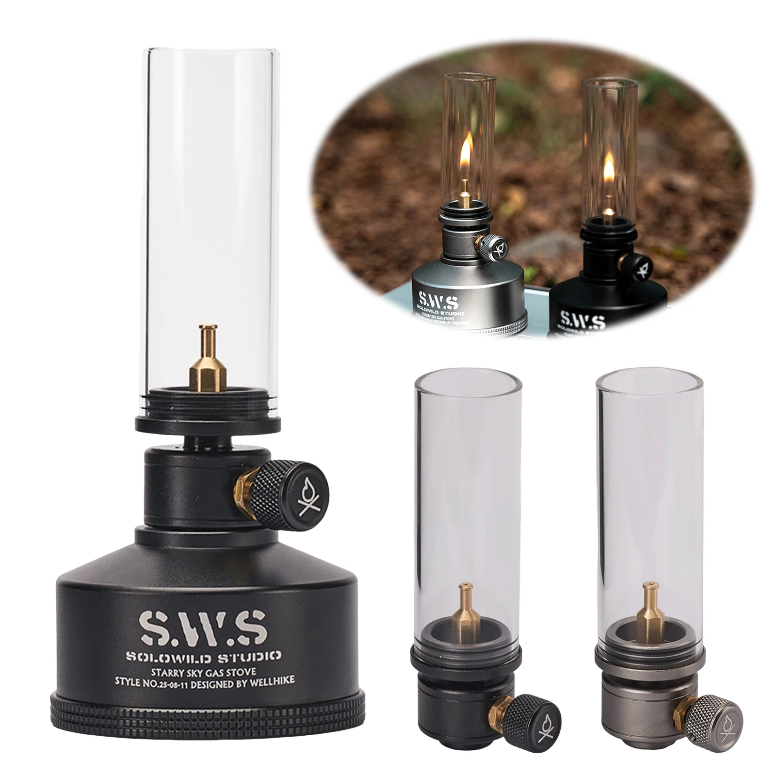 

Portable Tent Lantern Glass Lampshade Candle Light Energy-saving Gas Tank Lamp Aluminum Alloy for Outdoor Fishing Camping Hiking